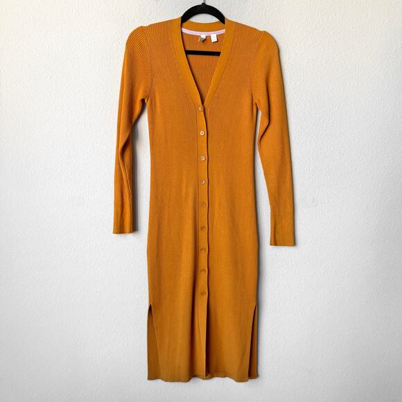 Anthropologie Moth Marigold Ribbed Midi Dress Size XS - Picture 2 of 6